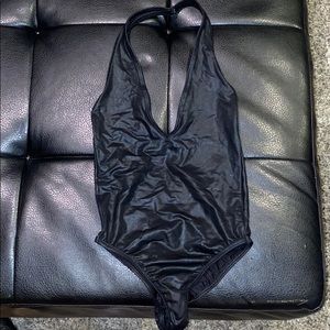American Apparel Black Metallic Bodysuit